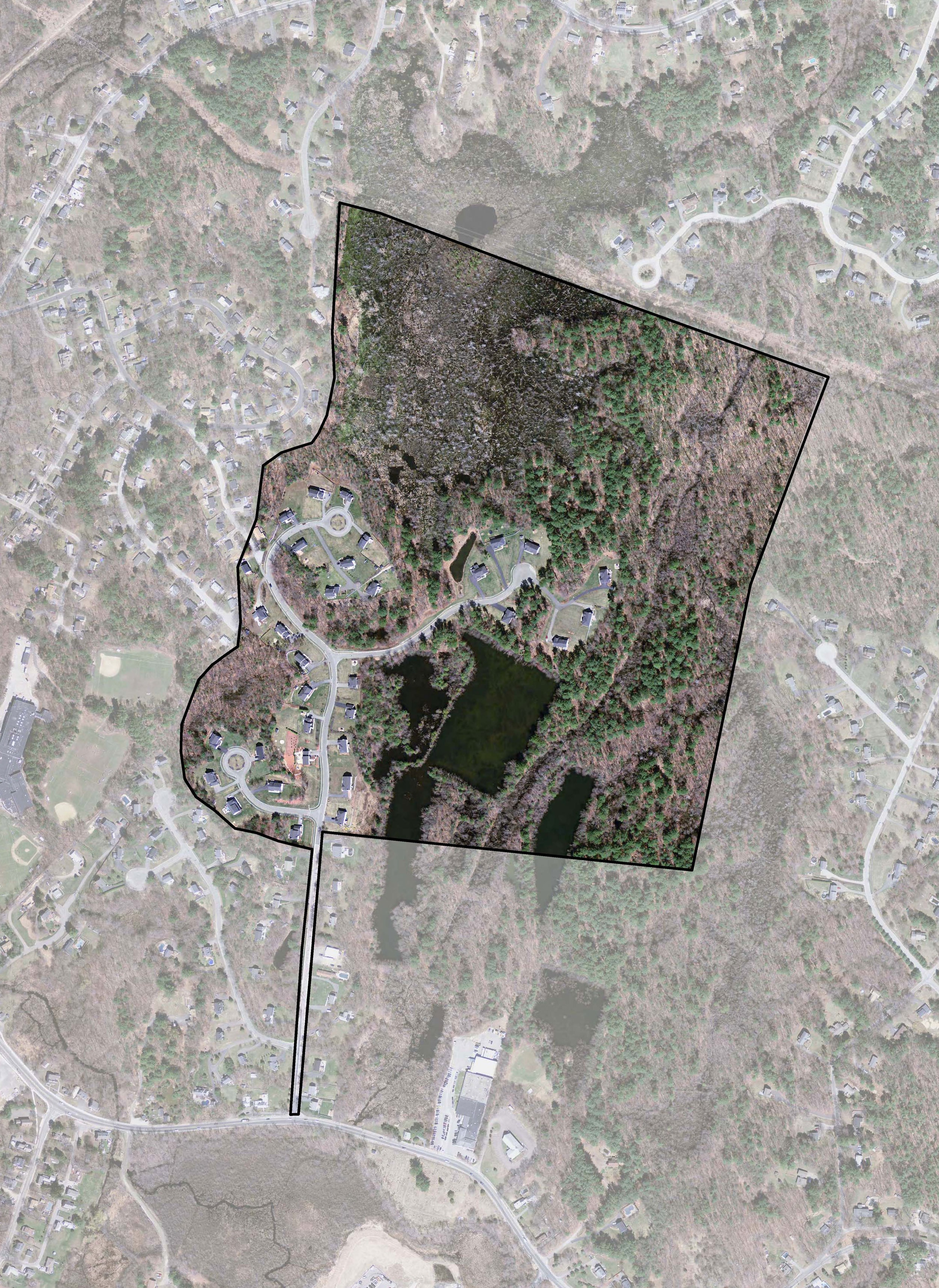 Pillsbury Pond residential development aerial